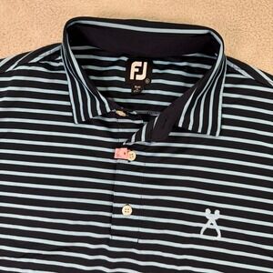 FootJoy Golf Polo Shirt Mens XL Blue Striped Short Sleeve‎ Athletic Clippers EUC
